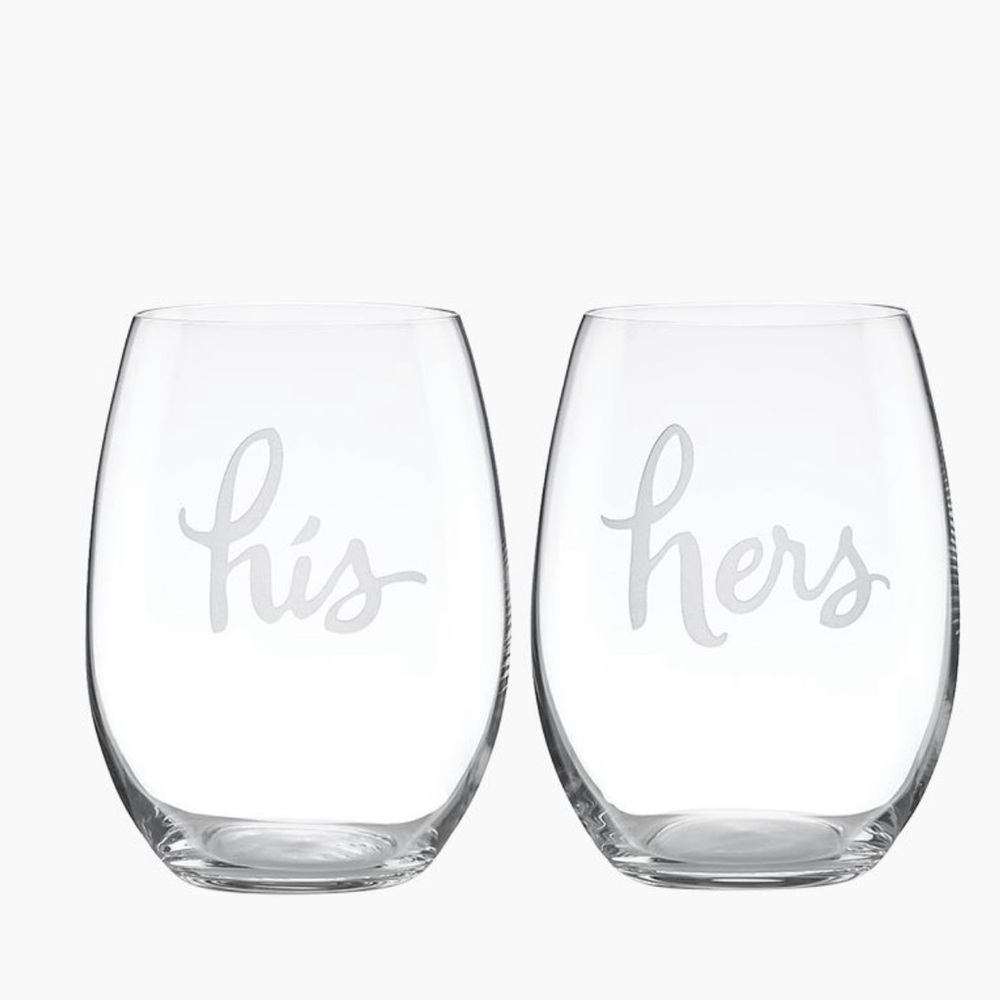 Kate spade his and hers wine glass set